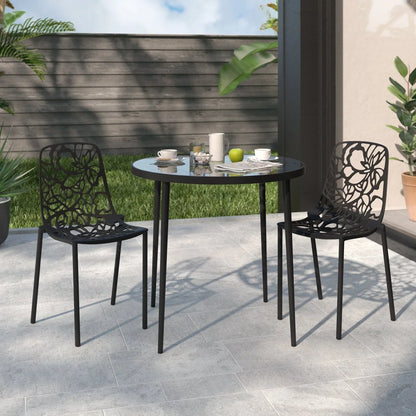 Devon Aluminum Indoor Outdoor Dining Chairs Stackable and Flower Pattern Design Set of 2 - Elax Furniture
