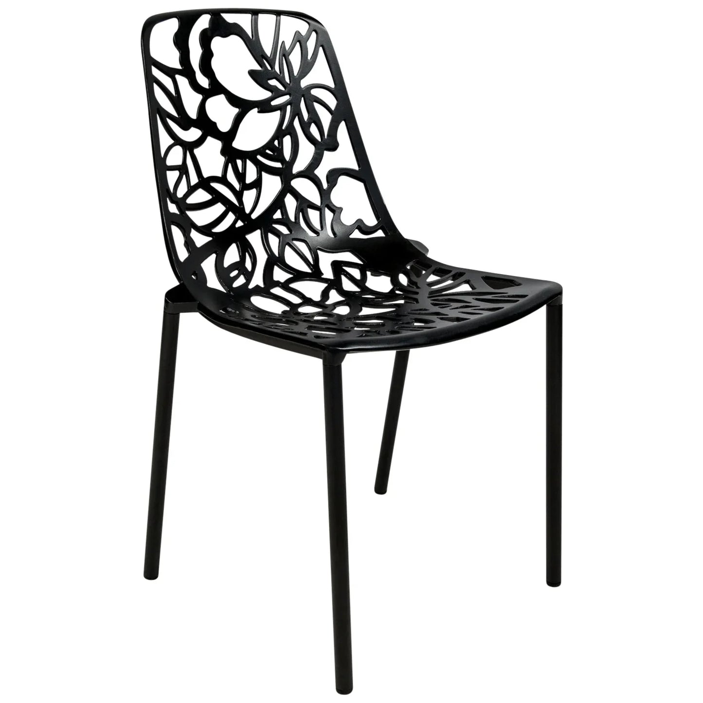 Devon Stackable Aluminum Outdoor Dining Chairs with Flower Design - Elax Furniture