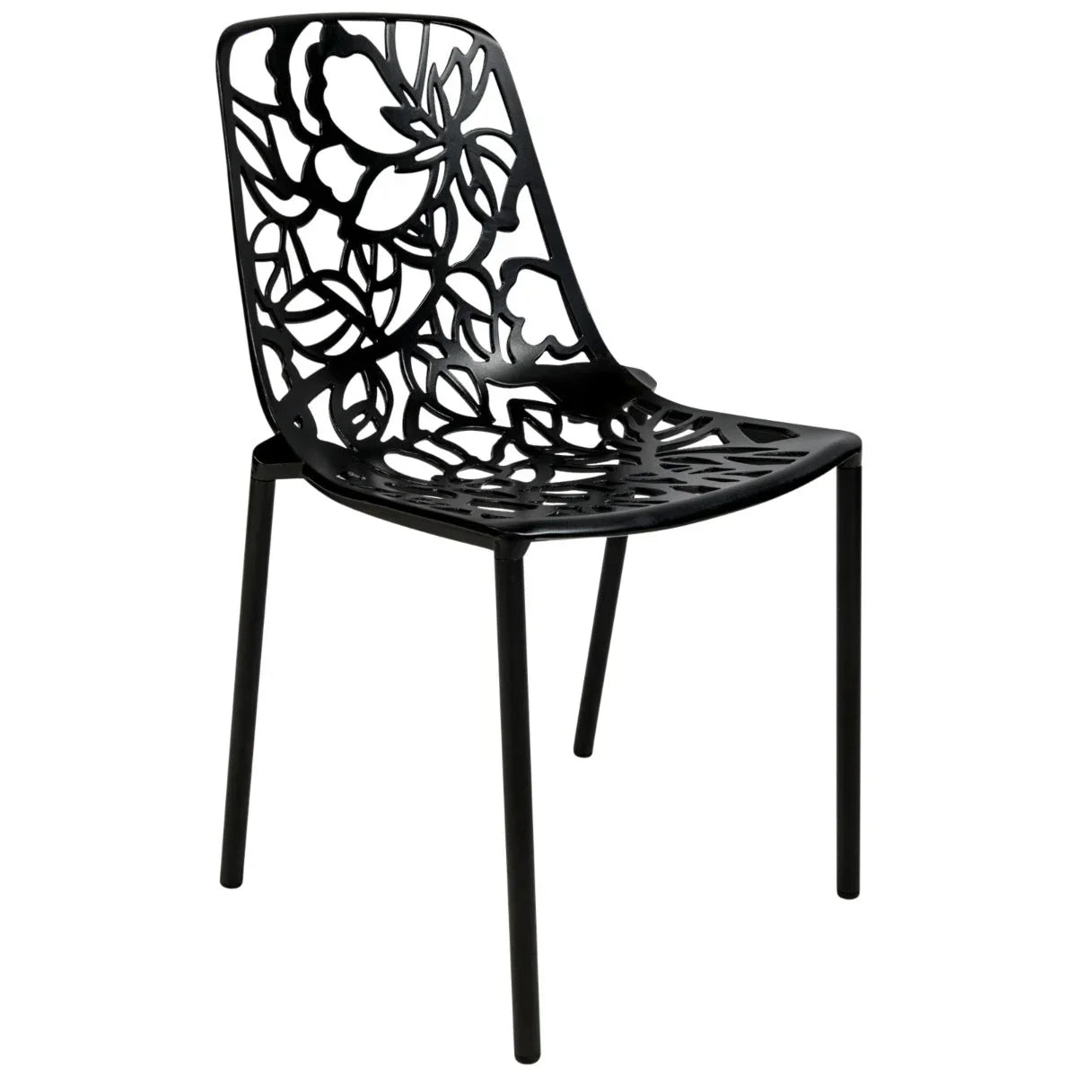 Devon 7-Piece Outdoor Dining Set: Aluminum Table with Glass Top & 6 Stackable Flower Chairs - Elax Furniture