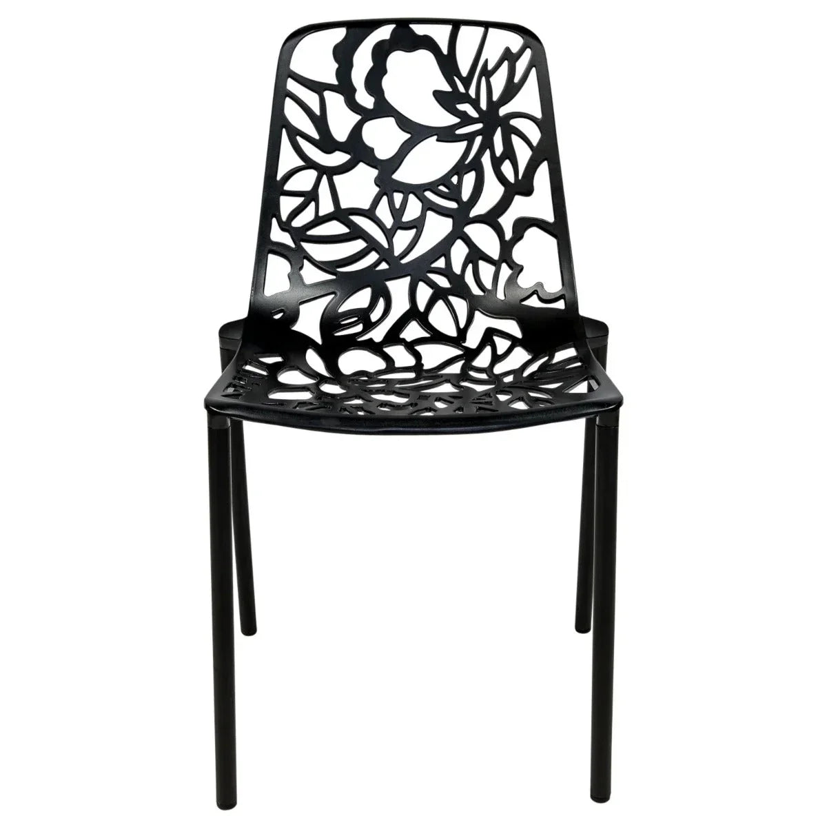 Devon Stackable Aluminum Outdoor Dining Chairs with Flower Design - Elax Furniture