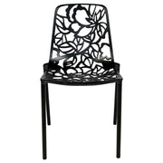 Devon 7-Piece Outdoor Dining Set: Aluminum Table with Glass Top & 6 Stackable Flower Chairs - Elax Furniture