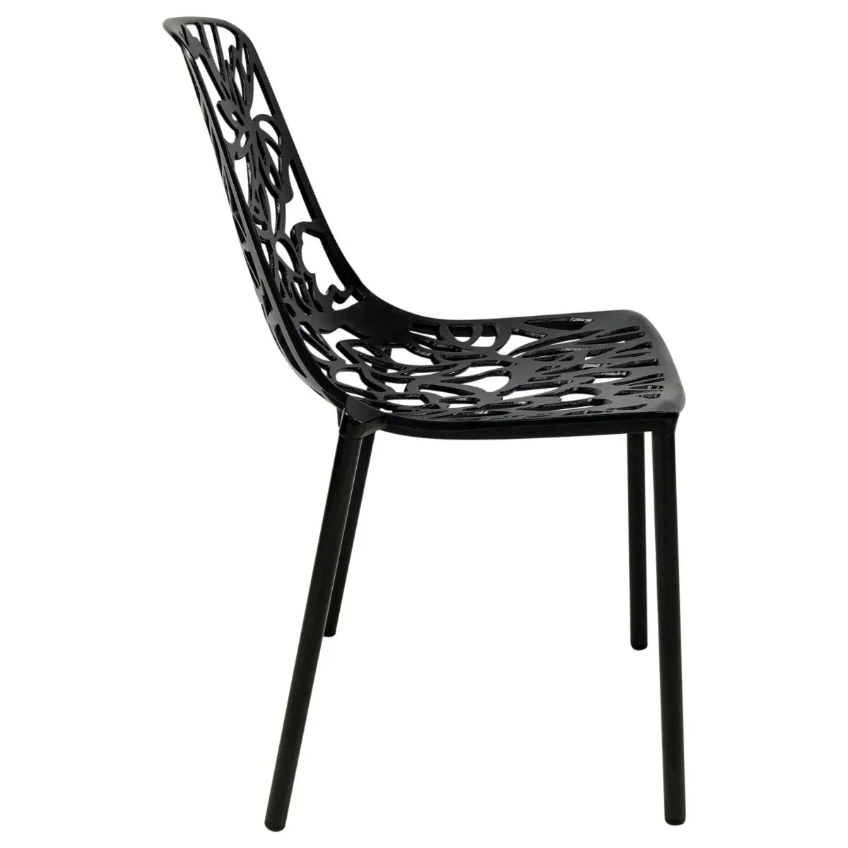 Devon Stackable Aluminum Outdoor Dining Chairs with Flower Design - Elax Furniture
