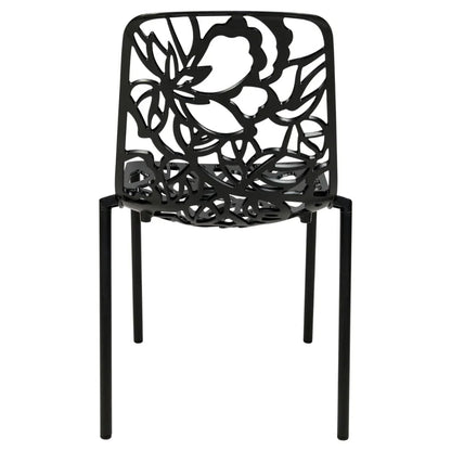 Devon Stackable Aluminum Outdoor Dining Chairs with Flower Design - Elax Furniture