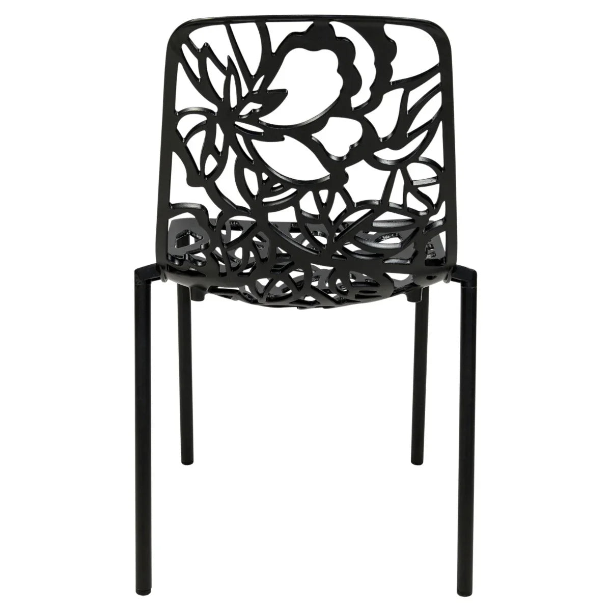 Devon 7-Piece Outdoor Dining Set: Aluminum Table with Glass Top & 6 Stackable Flower Chairs - Elax Furniture