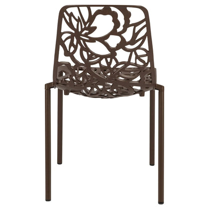 Devon Stackable Aluminum Outdoor Dining Armchairs with Flower Design - Elax Furniture