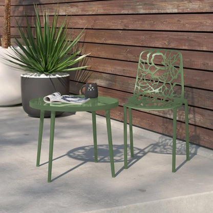 Devon Stackable Aluminum Outdoor Dining Chairs with Flower Design - Elax Furniture