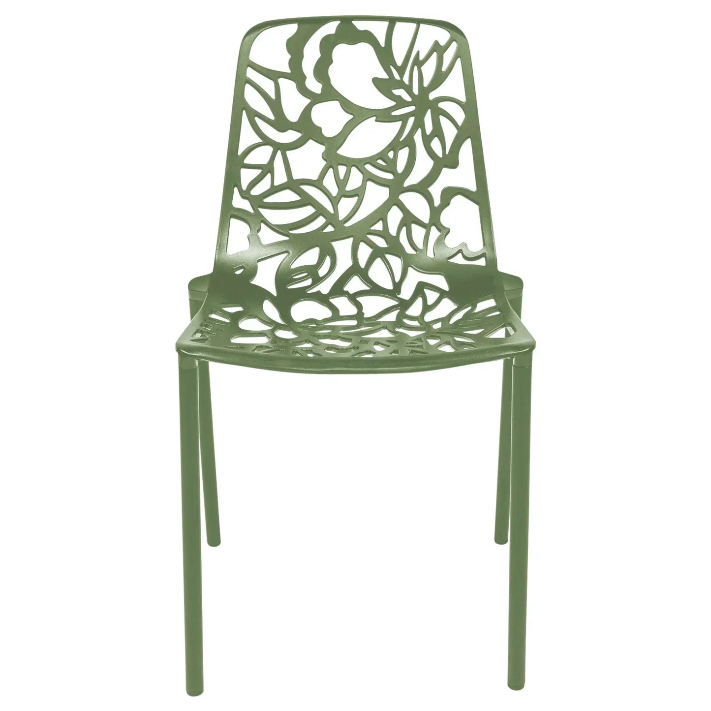 Devon Stackable Aluminum Outdoor Dining Chairs with Flower Design - Elax Furniture