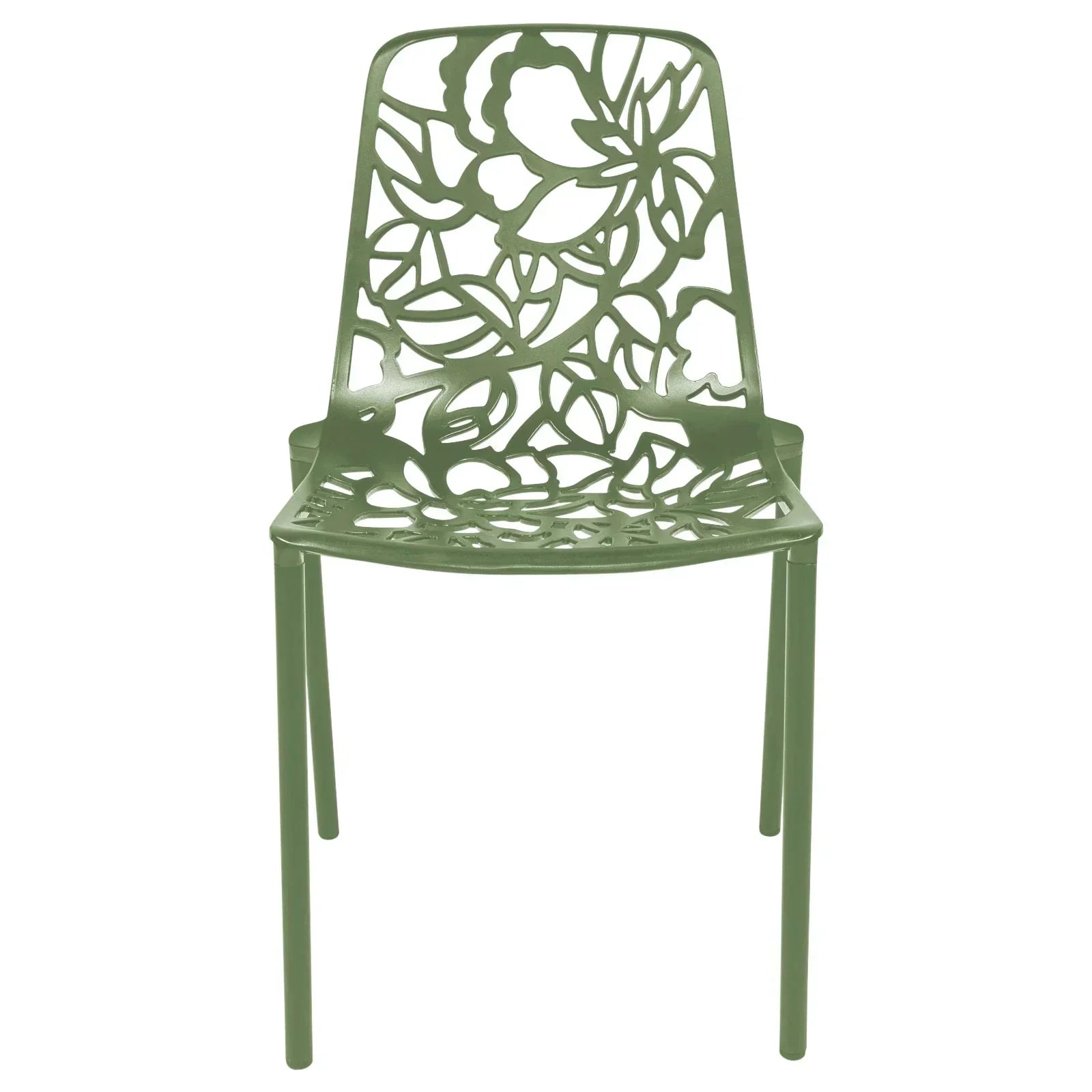 Devon Stackable Aluminum Outdoor Dining Chairs with Flower Design - Elax Furniture