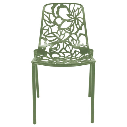 Devon Stackable Aluminum Outdoor Dining Chairs with Flower Design - Elax Furniture