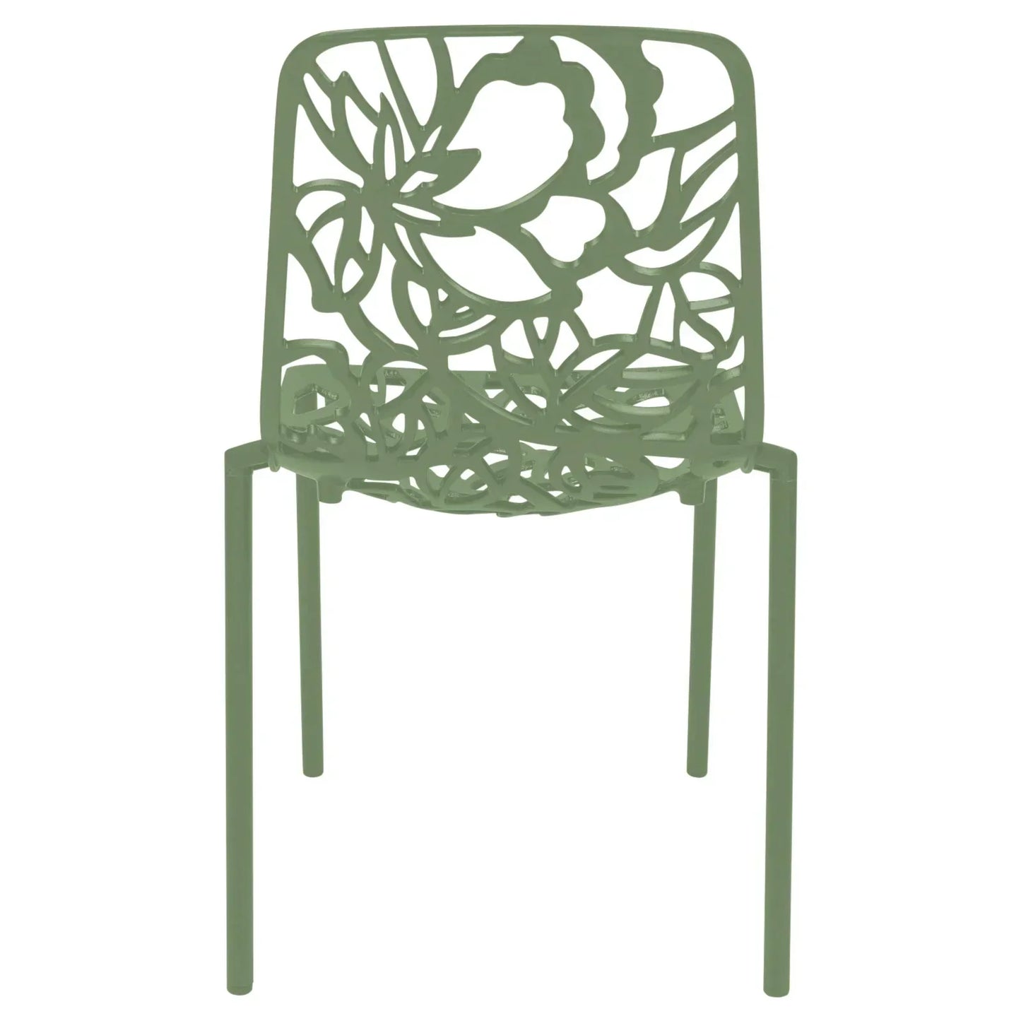 Devon Stackable Aluminum Outdoor Dining Chairs with Flower Design - Elax Furniture