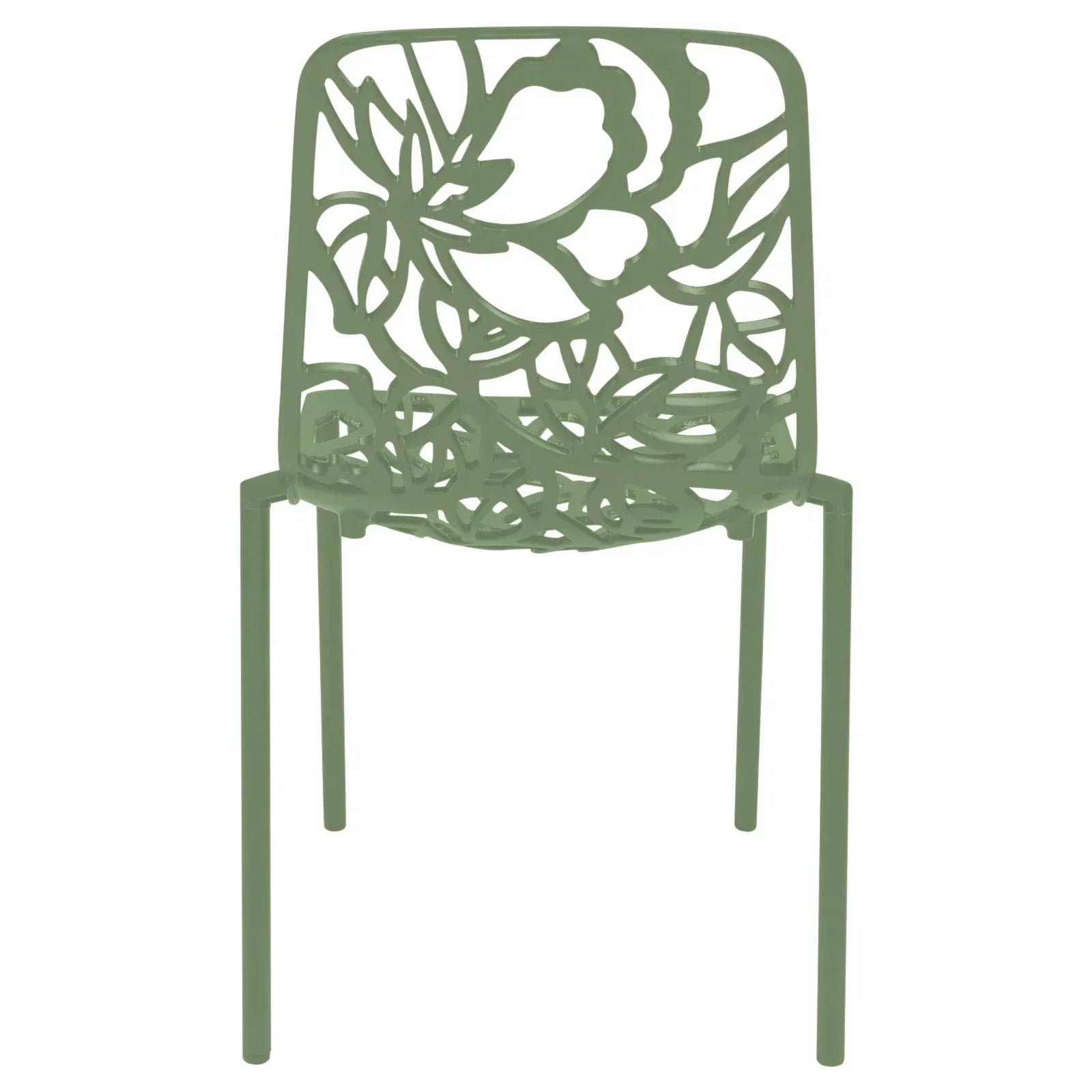 Devon Stackable Aluminum Outdoor Dining Chairs with Flower Design - Elax Furniture