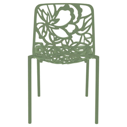 Devon Stackable Aluminum Outdoor Dining Chairs with Flower Design - Elax Furniture