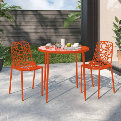 Devon Aluminum Indoor Outdoor Dining Chairs Stackable and Flower Pattern Design Set of 2 - Elax Furniture