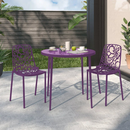 Devon Aluminum Indoor Outdoor Dining Chairs Stackable and Flower Pattern Design Set of 2 - Elax Furniture