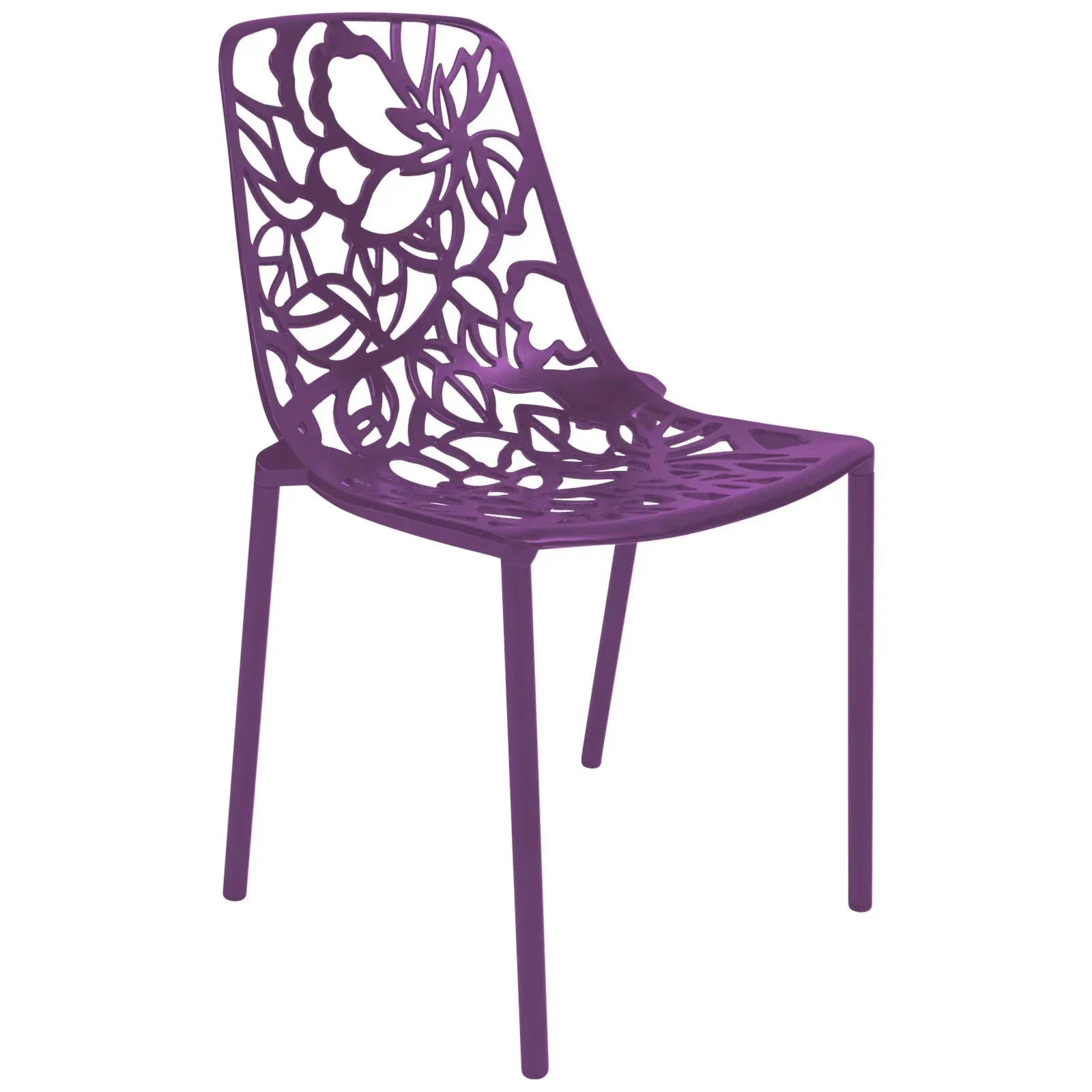 Devon Stackable Aluminum Outdoor Dining Chairs with Flower Design - Elax Furniture