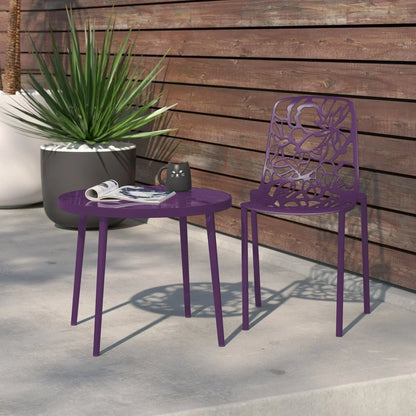 Devon Stackable Aluminum Outdoor Dining Chairs with Flower Design - Elax Furniture