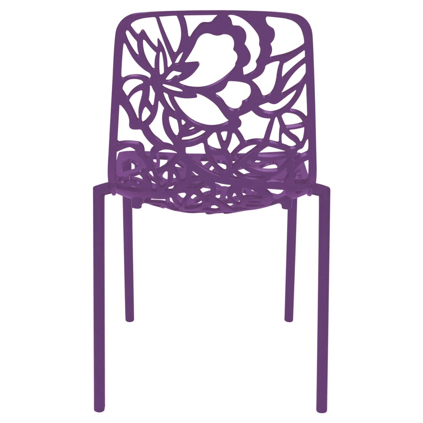 Devon Stackable Aluminum Outdoor Dining Chairs with Flower Design - Elax Furniture