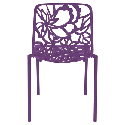Devon Stackable Aluminum Outdoor Dining Chairs with Flower Design - Elax Furniture