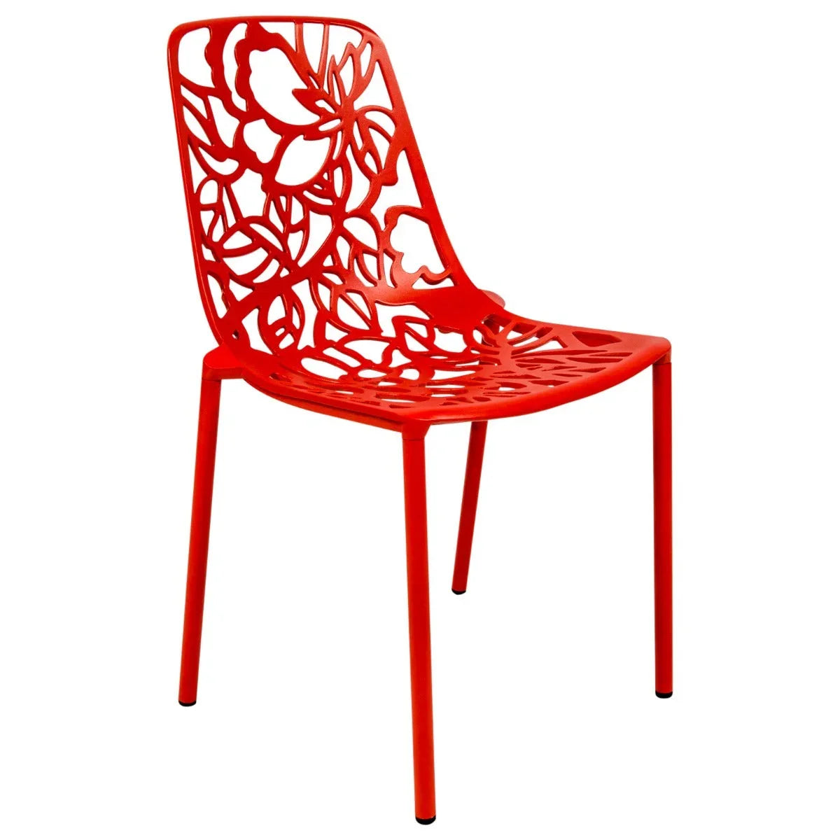 Devon Stackable Aluminum Outdoor Dining Chairs with Flower Design - Elax Furniture