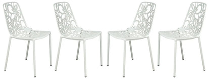 Devon Aluminum Indoor Outdoor Dining Chairs Stackable and Flower Pattern Design Set of 4 - Elax Furniture