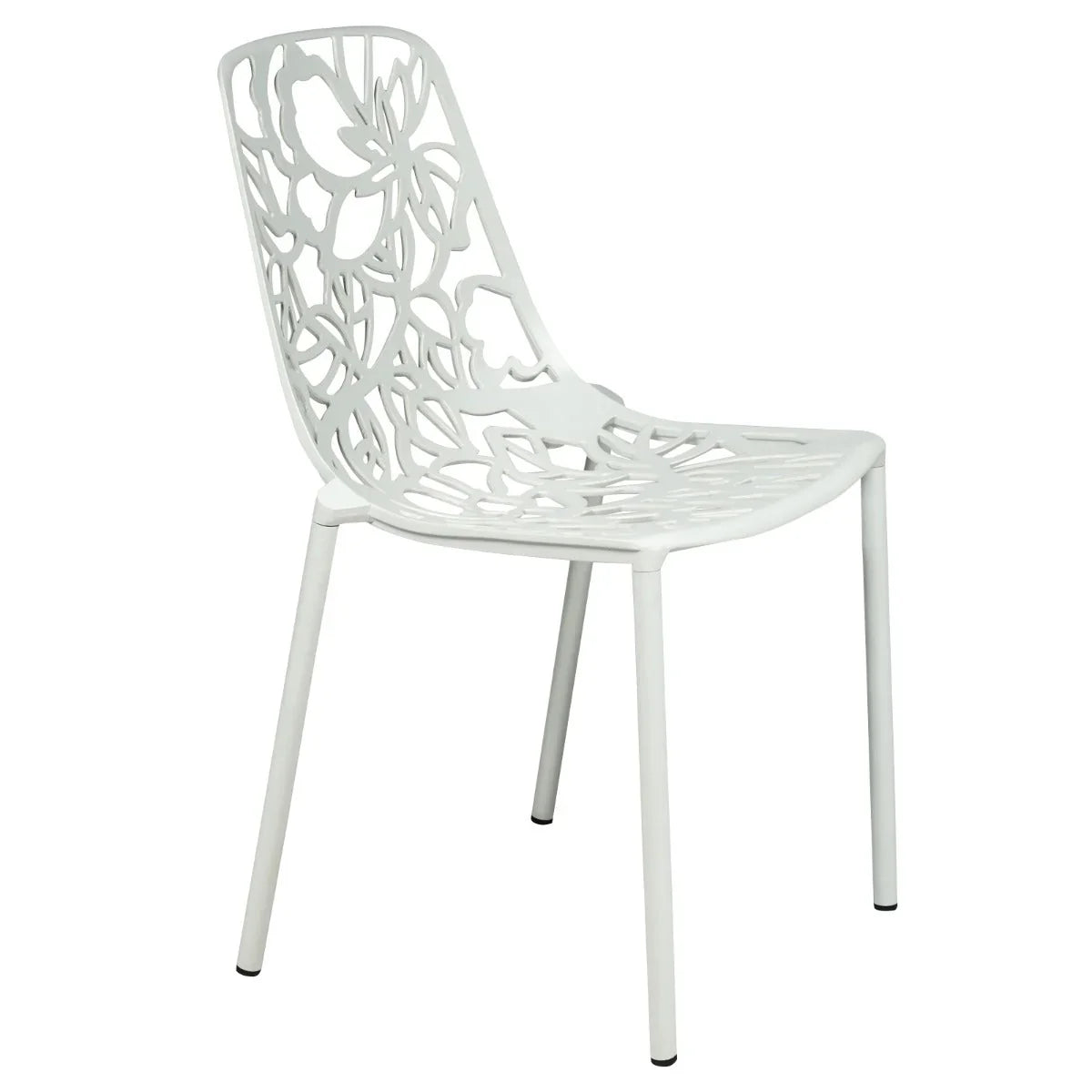 Devon Stackable Aluminum Outdoor Dining Chairs with Flower Design - Elax Furniture