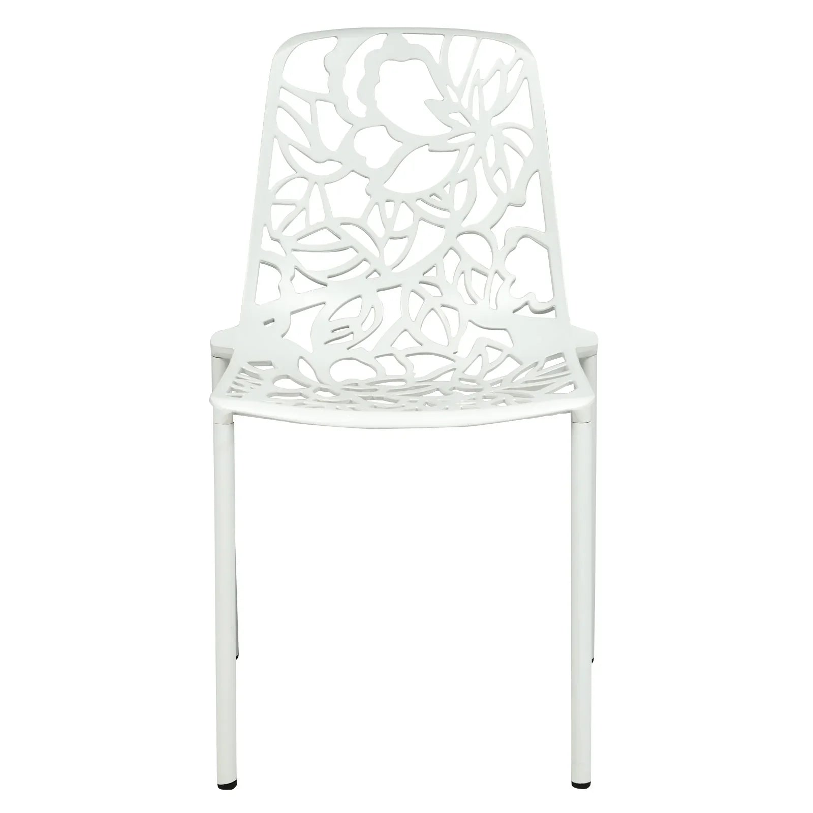 Devon Stackable Aluminum Outdoor Dining Chairs with Flower Design - Elax Furniture