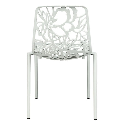 Devon Stackable Aluminum Outdoor Dining Chairs with Flower Design - Elax Furniture