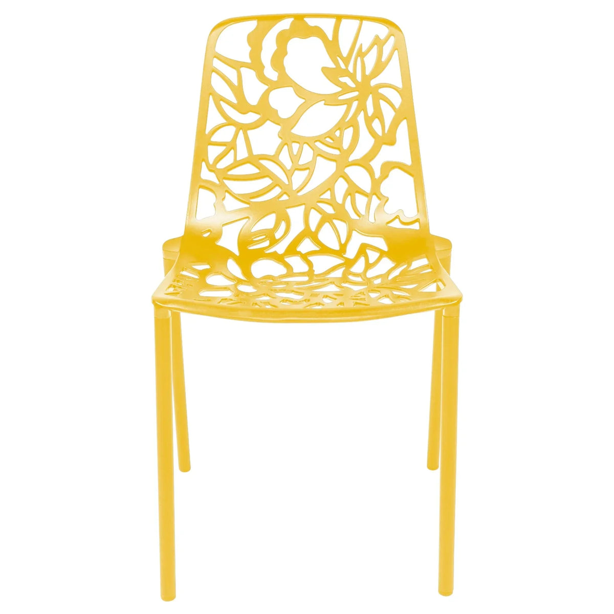 Devon Stackable Aluminum Outdoor Dining Chairs with Flower Design - Elax Furniture