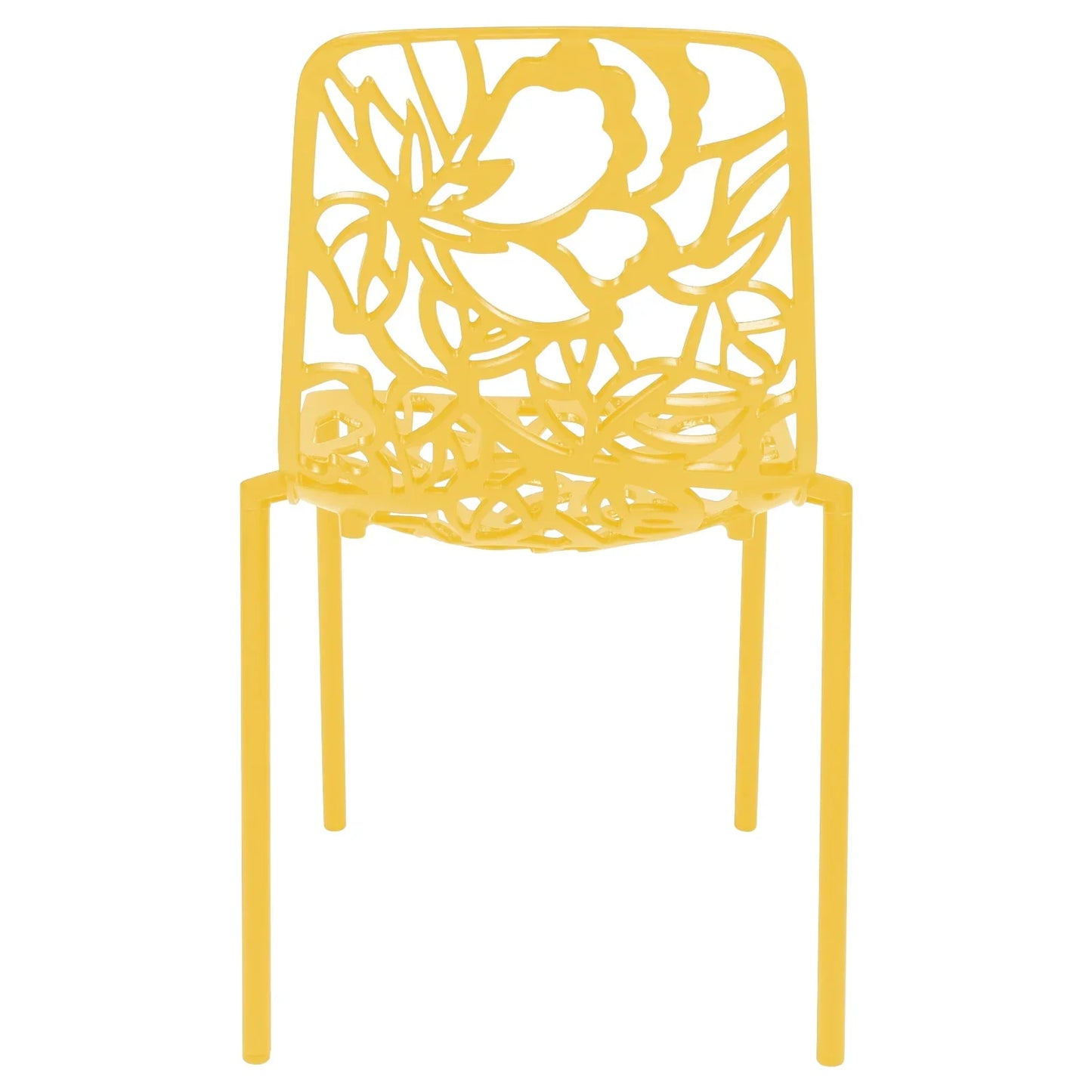 Devon Stackable Aluminum Outdoor Dining Chairs with Flower Design - Elax Furniture