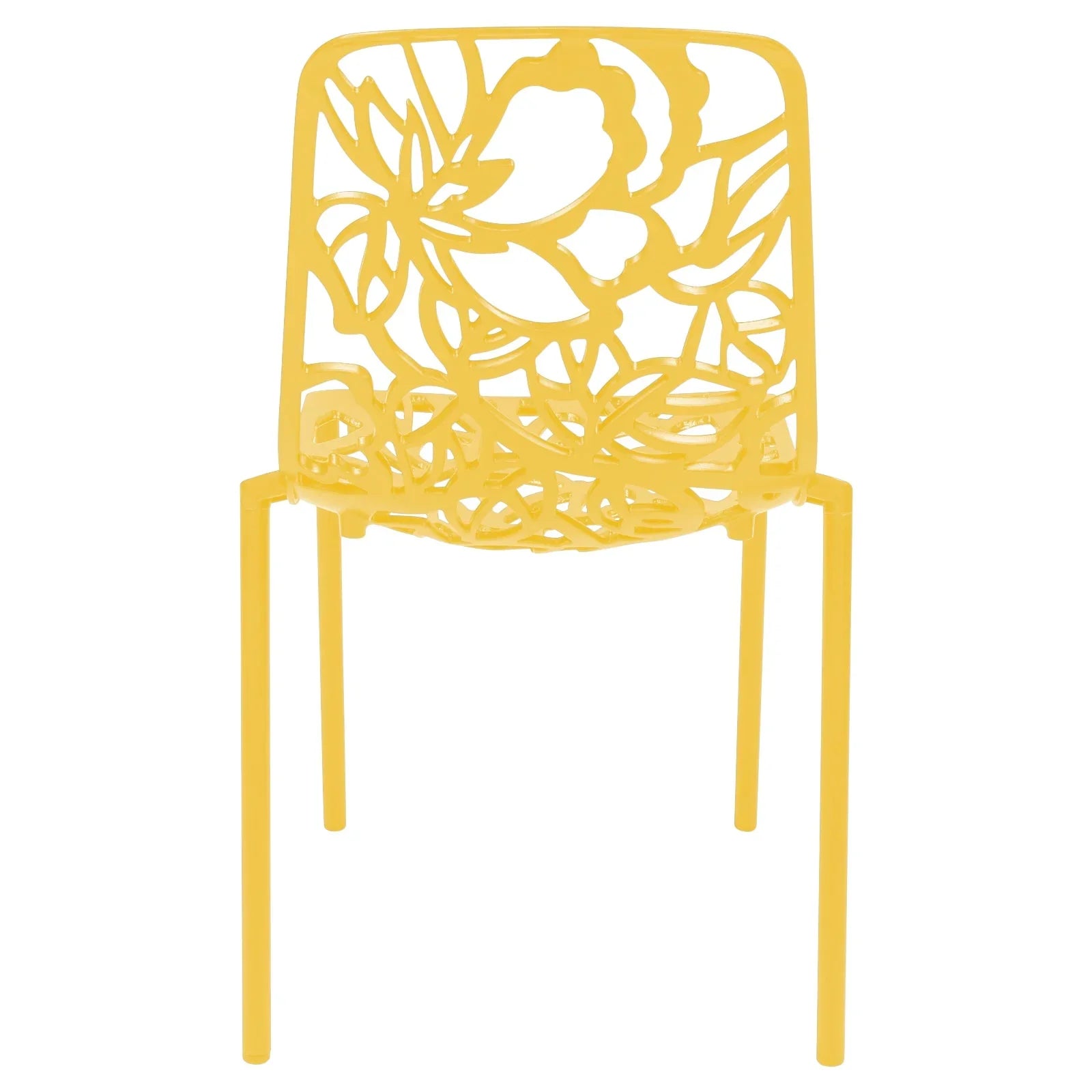 Devon Stackable Aluminum Outdoor Dining Chairs with Flower Design - Elax Furniture
