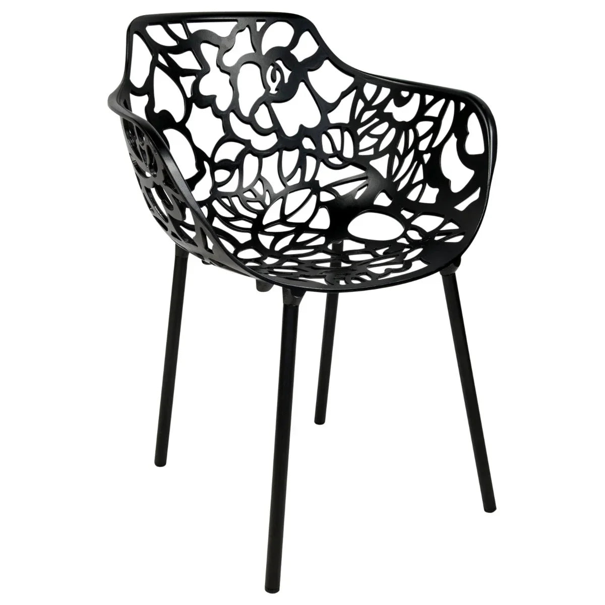 Devon 3-Piece Patio Dining Set: Aluminum Table with Glass Top & 2 Flower Arm Chairs - Elax Furniture