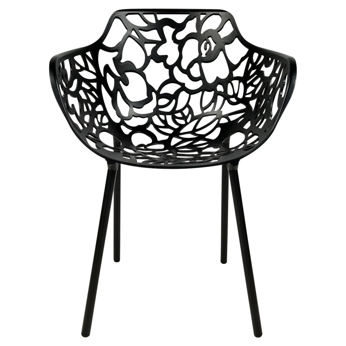 Devon Stackable Aluminum Outdoor Dining Armchairs with Flower Design - Elax Furniture