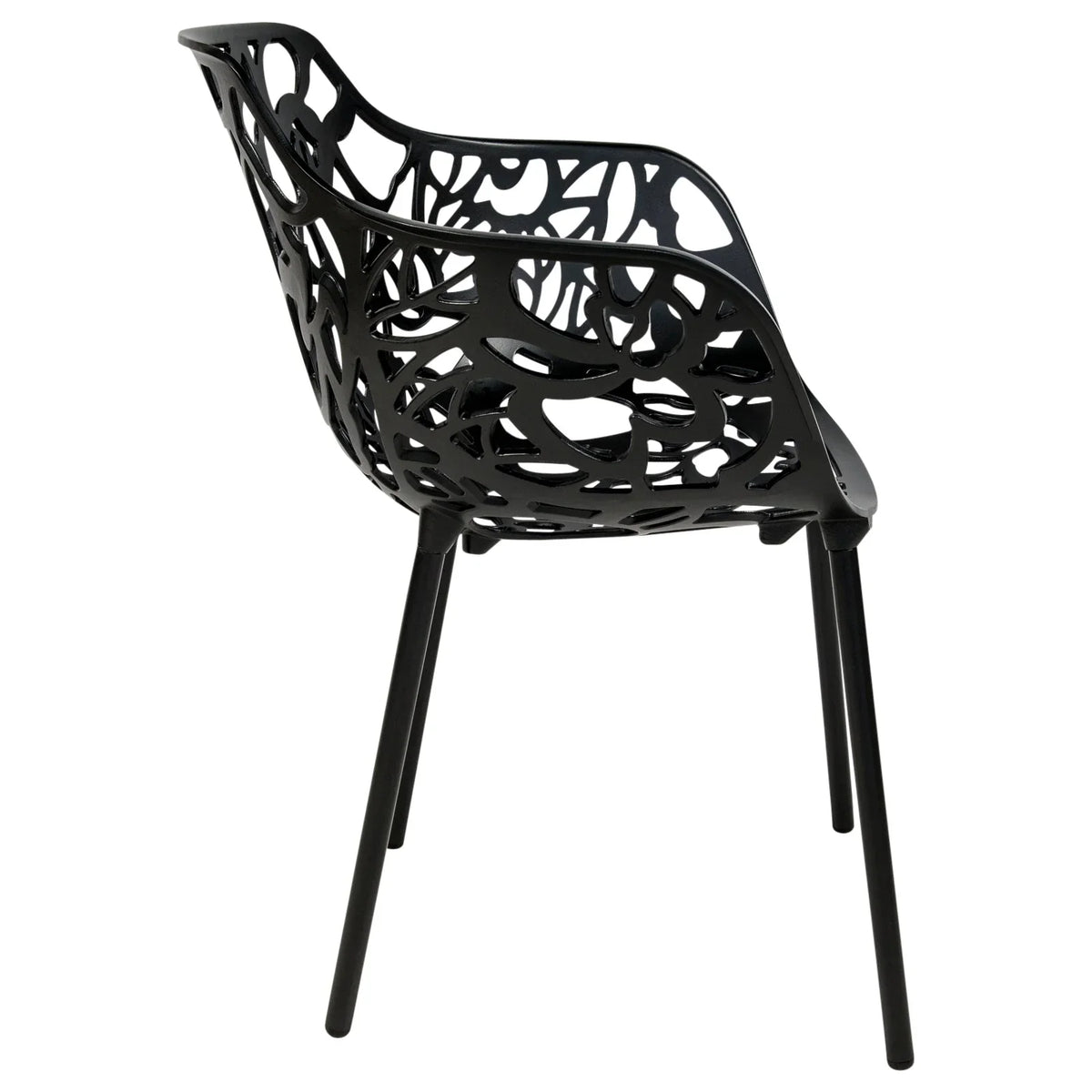 Devon Stackable Aluminum Outdoor Dining Armchairs with Flower Design - Elax Furniture