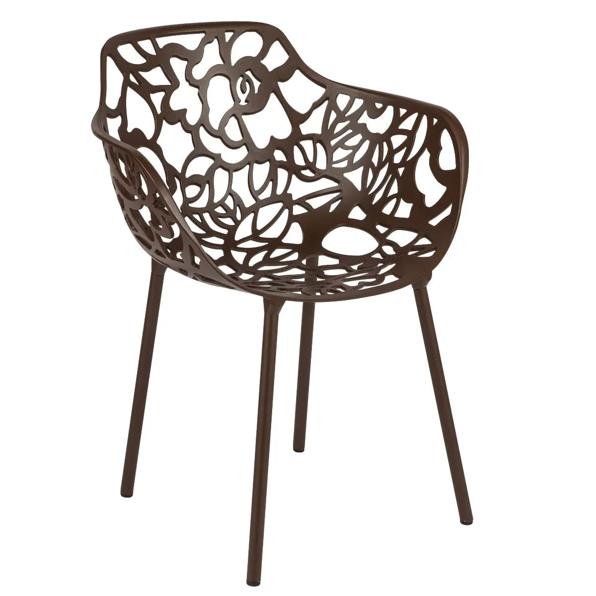 Devon Stackable Aluminum Outdoor Dining Armchairs with Flower Design - Elax Furniture