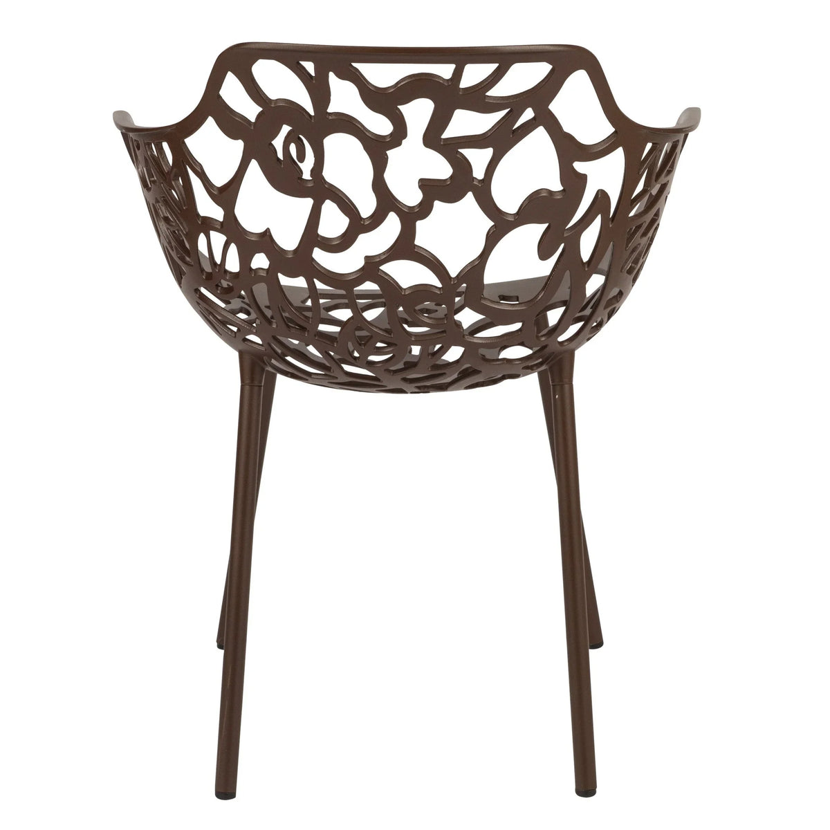 Devon Stackable Aluminum Outdoor Dining Armchairs with Flower Design - Elax Furniture