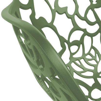 Devon Aluminum Indoor Outdoor Dining Armchairs with Flower Pattern and Stackable Design Set of 4 - Elax Furniture