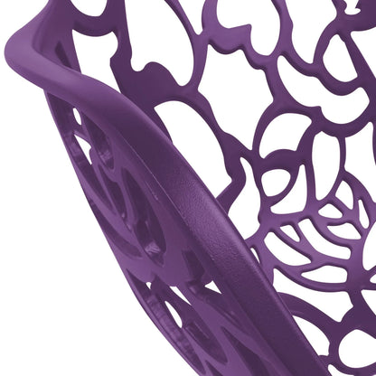 Devon Aluminum Indoor Outdoor Dining Armchairs with Flower Pattern and Stackable Design Set of 2 - Elax Furniture