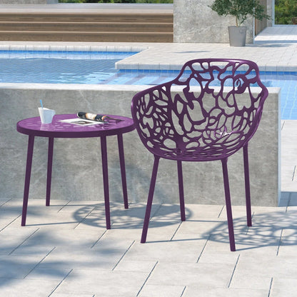 Devon Stackable Aluminum Outdoor Dining Armchairs with Flower Design - Elax Furniture
