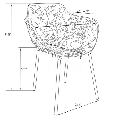 Devon Stackable Aluminum Outdoor Dining Armchairs with Flower Design - Elax Furniture