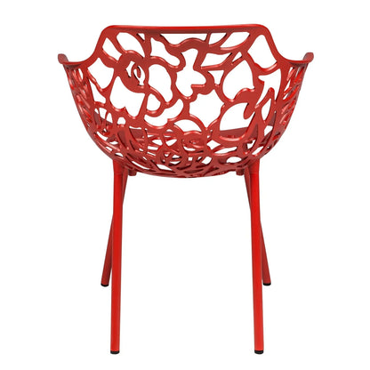 Devon Stackable Aluminum Outdoor Dining Armchairs with Flower Design - Elax Furniture