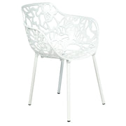Devon Stackable Aluminum Outdoor Dining Armchairs with Flower Design - Elax Furniture
