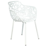 Devon Stackable Aluminum Outdoor Dining Armchairs with Flower Design - Elax Furniture