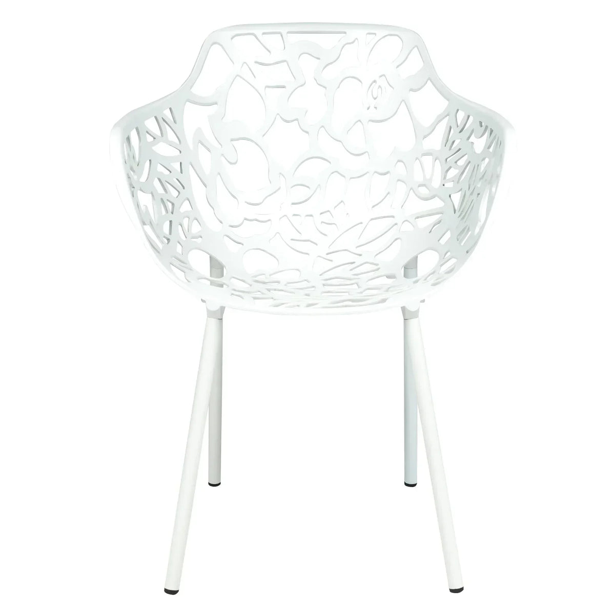 Devon Stackable Aluminum Outdoor Dining Armchairs with Flower Design - Elax Furniture