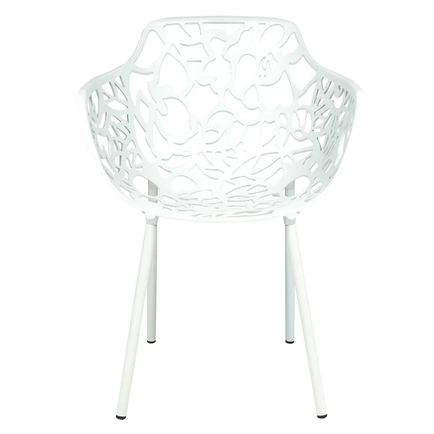 Devon Stackable Aluminum Outdoor Dining Armchairs with Flower Design - Elax Furniture