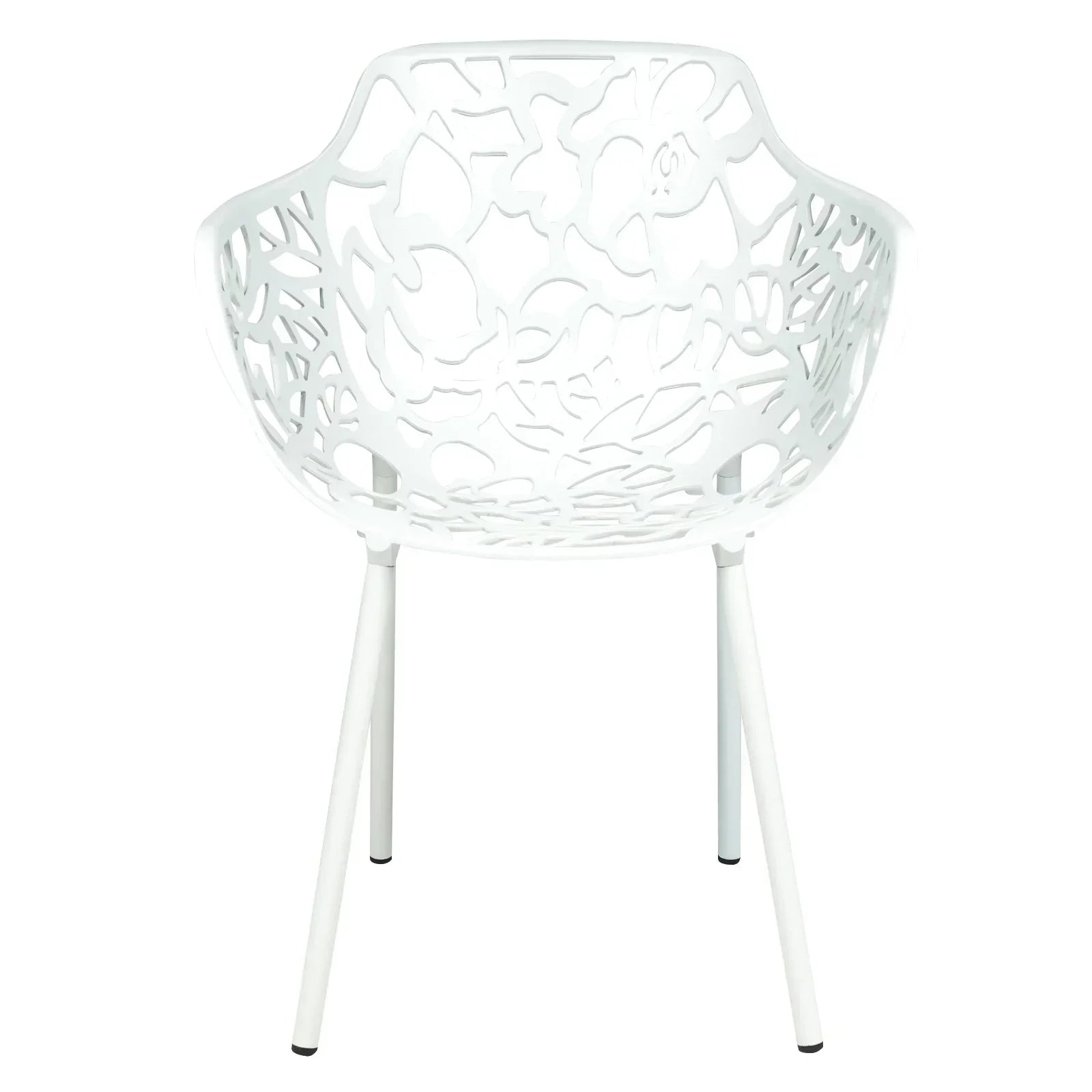 Devon Stackable Aluminum Outdoor Dining Armchairs with Flower Design - Elax Furniture