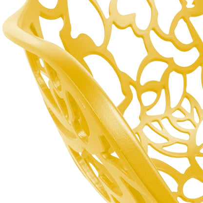 Devon Aluminum Indoor Outdoor Dining Armchairs with Flower Pattern and Stackable Design Set of 2 - Elax Furniture