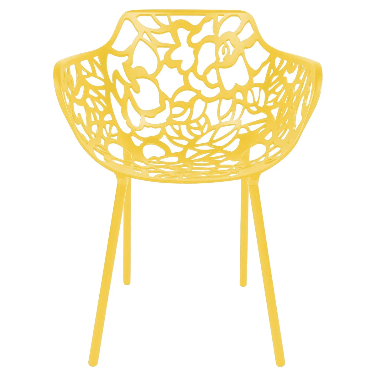 Devon Stackable Aluminum Outdoor Dining Armchairs with Flower Design - Elax Furniture