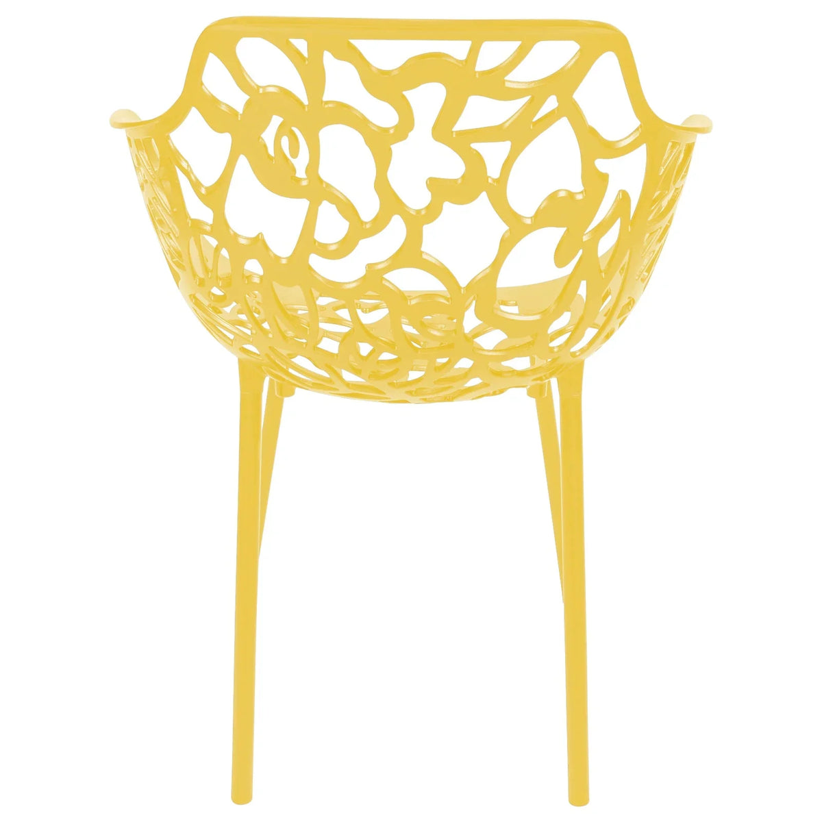 Devon Stackable Aluminum Outdoor Dining Armchairs with Flower Design - Elax Furniture