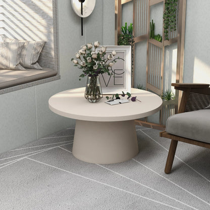 Dune Round 32" Wide Coffee Table in Fiberstone with a Pedestal Base - Elax Furniture