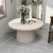 Dune Round 32" Wide Coffee Table in Fiberstone with a Pedestal Base - Elax Furniture